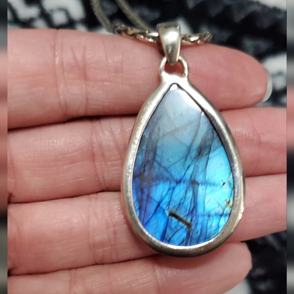 Vintage 925 Samuel B Labradorite Necklace - Picture 4 of 6